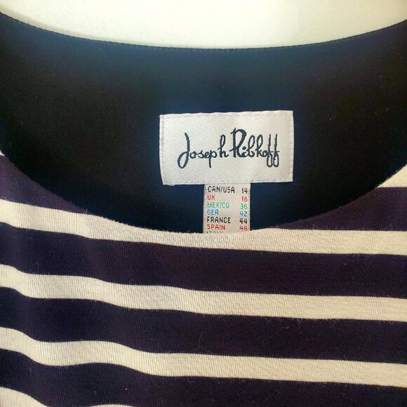 JOSEPH RIBKOFF Layered Tunic Top Black & White Striped Asymmetrical Hemline - Picture 4 of 8